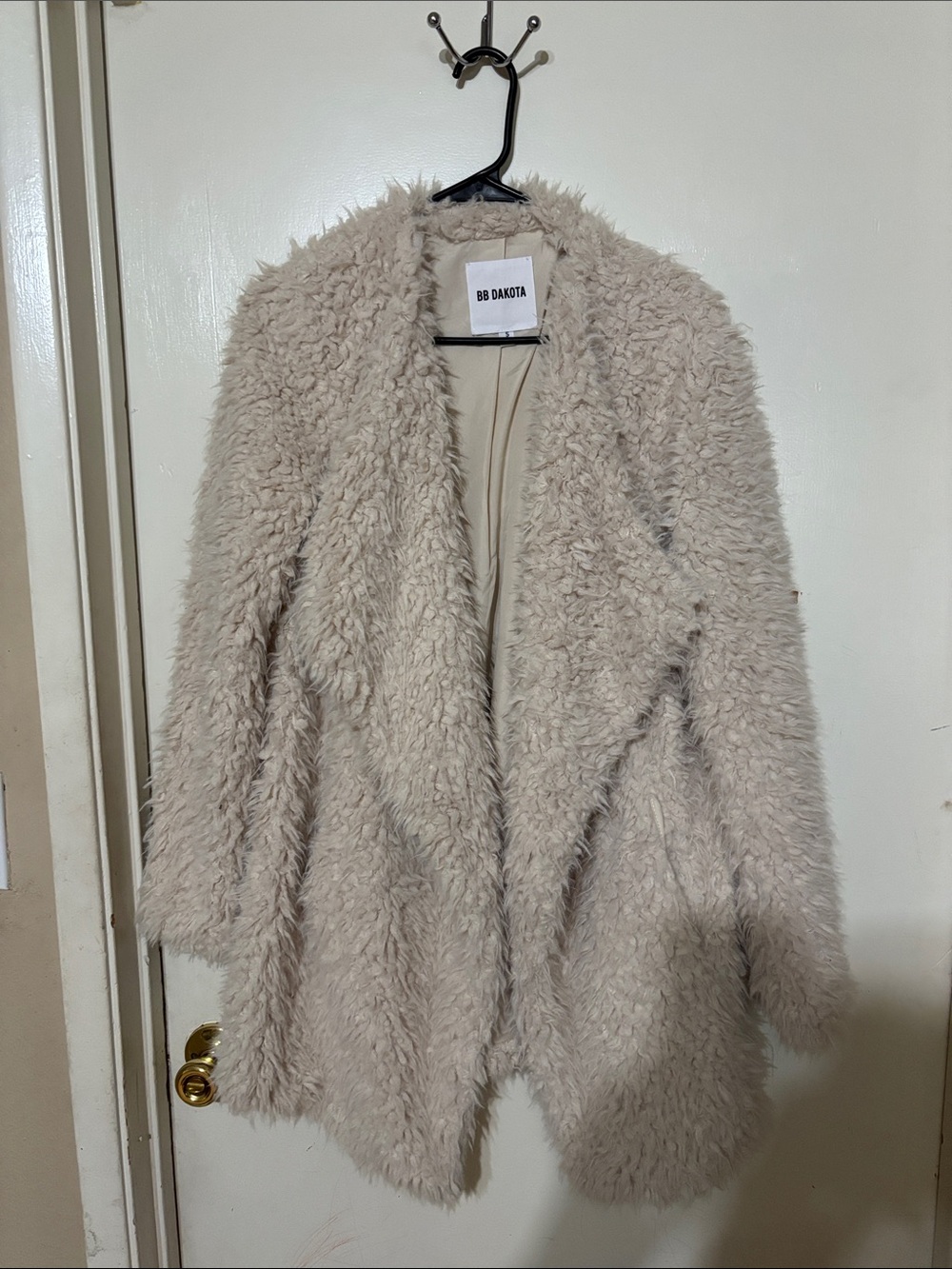 BB Dakota Plush Faux Shearling Teddy Jacket in Cream